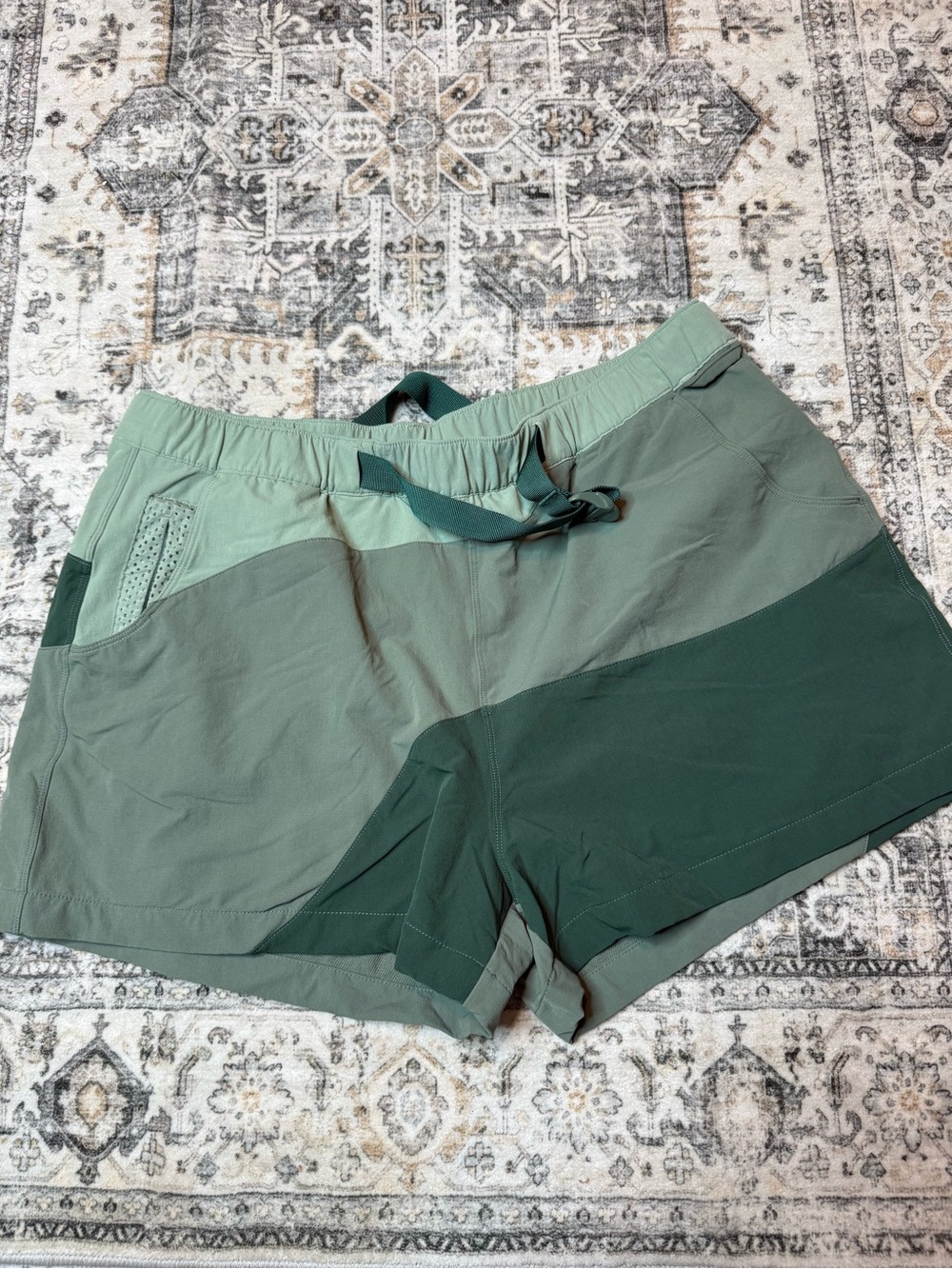 Outdoor Voices RecTrek Hike shorts in the Sequoia Green colorway